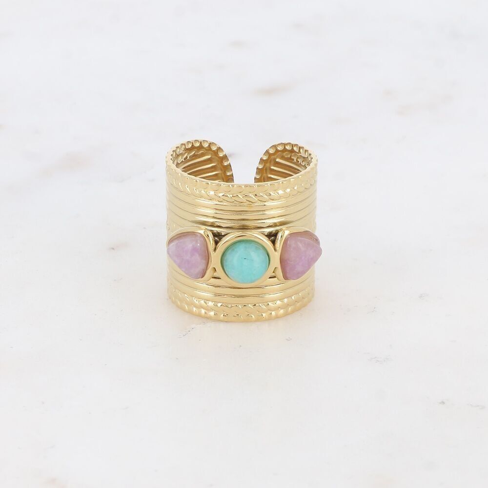 Aurore-Ring – aus Edelstahl und Natursteinen