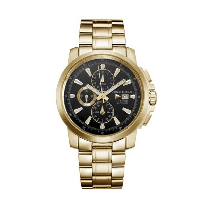 G 7301 G-BK - Reloj cronógrafo para hombre - Correa de acero inoxidable - Cristal de zafiro