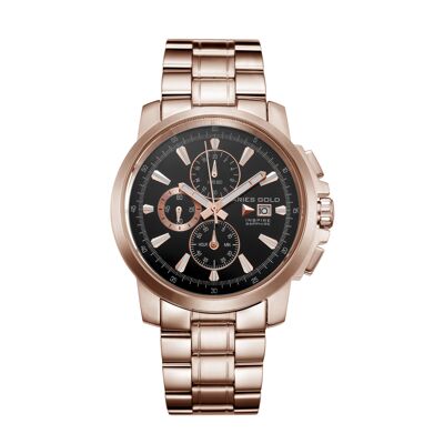 G 7301 RG-BKRG - Reloj cronógrafo para hombre Aries Gold - Correa de acero inoxidable - Cristal de zafiro