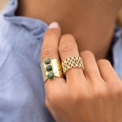 Celeste ring - in stainless steel adorned with natural stones
