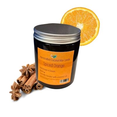 Bougie en Cire de Noix de Coco - Pot en Verre Ambré - 60ml Orange Épicée
