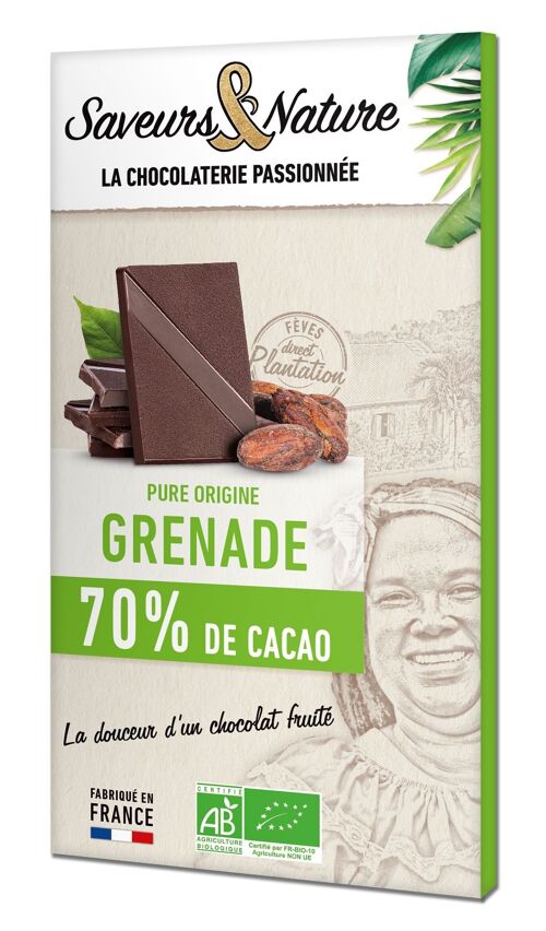 Tablette de chocolat noir 70% Origine Grenade - 80g