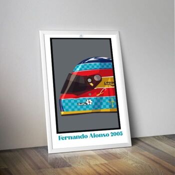 Affiche casque Fernando ALONSO 2005 I Formule 1 I Course voiture