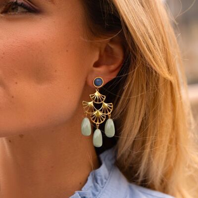 Orecchini pendenti Nour: ventagli traforati e acetati colorati