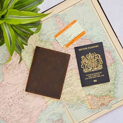 Portefeuille de voyage et porte-passeport en cuir de buffle