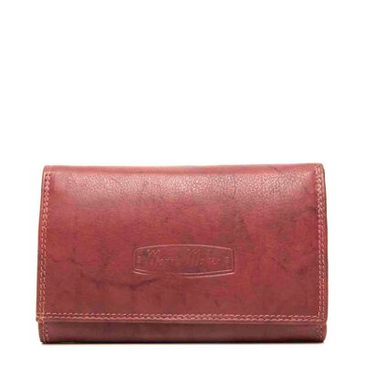 Portefeuille femme en cuir marron Money Maker 15,5x10 x4cm