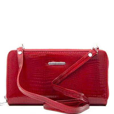 Jennifer Jones rotes Leder (Schultergurt) Damenbrieftasche 20,5x11,5 x4cm