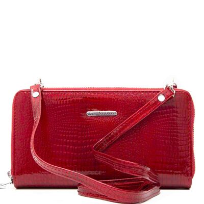 Jennifer Jones red Leather ( shoulder strap )Women's Wallet 20,5x11,5 x4cm