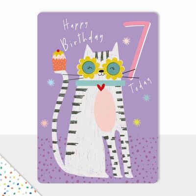 Happy Birthday Karte - Goodies - Happy Birthday Katze - 7. Geburtstag