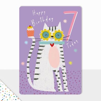 Carte Joyeux Anniversaire - Goodies - Joyeux Anniversaire Chat - 7ème Anniversaire