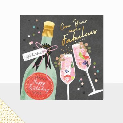 Colección Aurora - Tarjeta de felicitación de lujo - Tarjeta de feliz cumpleaños - Copa de vino