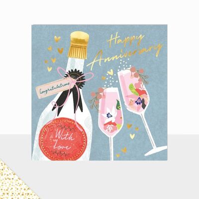 Aurora Collection - Luxury Greetings Card - Anniversary Card - Wine Glasses