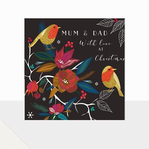 Mum & Dad Christmas Card - Glow Mum & Dad with love at Christmas