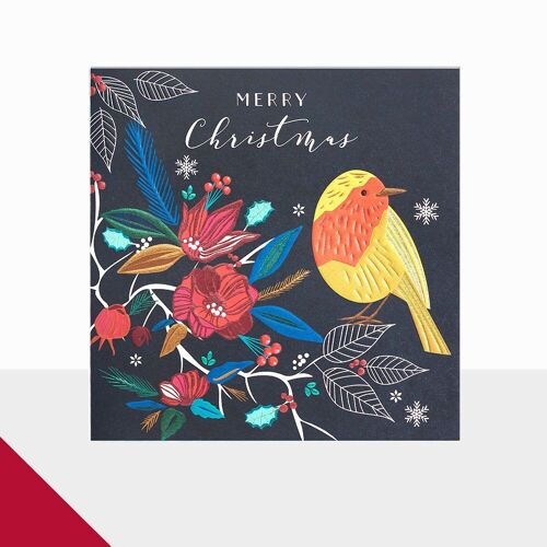 Robin Christmas Card - Glow Merry Christmas Robin