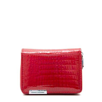 Jennifer Jones petit portefeuille femme en cuir rouge 10,5x8x2,5cm