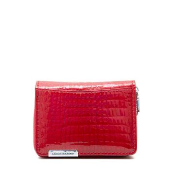 Jennifer Jones petit portefeuille femme en cuir rouge 10,5x8x2,5cm 1