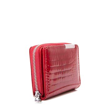 Jennifer Jones petit portefeuille femme en cuir rouge 10,5x8x2,5cm 2