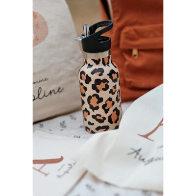 Leopard insulated bottle with 2 caps