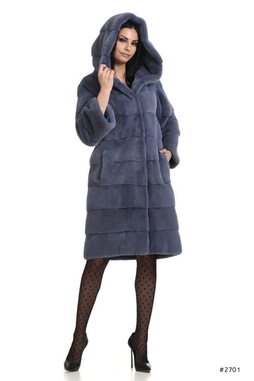 Casual hooded mink coat