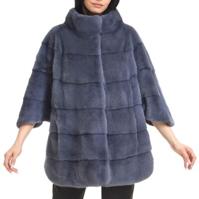 Oversize mink cape/jacket with stand up collar