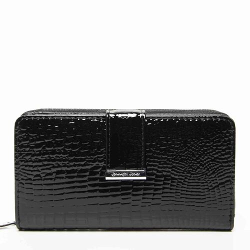 Jennifer Jones black Leather Women's Wallet 16,5x9 x3,5cm