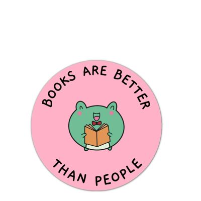 Books are better than people froggy reading vinyl sticker