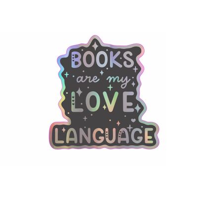 Les livres sont mon autocollant vinyle holographique de langue d’amour