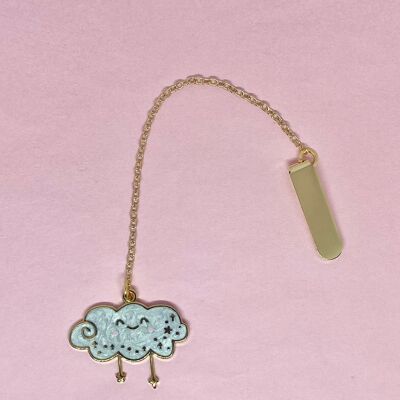 Kawaii cloud enamel bookmark with chain