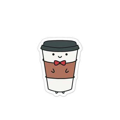 Autocollant en vinyle mignon de tasse à café Kawaii