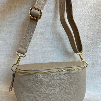 Leather Hip Bag 'Nelly' - Taupe