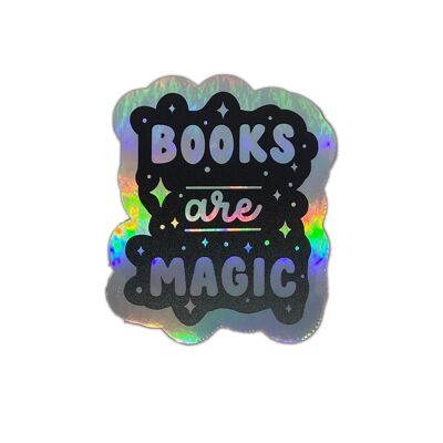 Books are magic reading holographic vinyl sticker