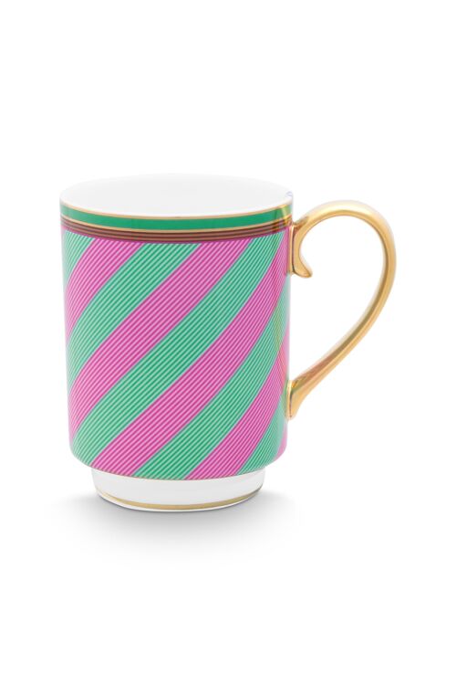 PIP - Grand mug Pip Chique Stipes Rose-Vert - 350ml