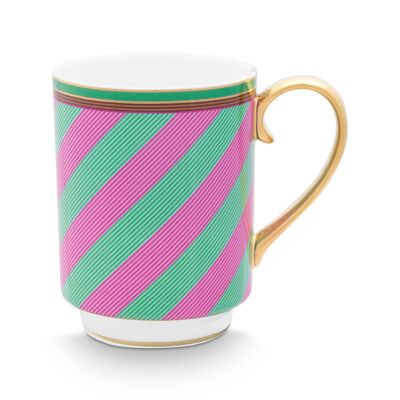 PIP - Grand mug Pip Chique Stipes Rose-Vert - 350ml