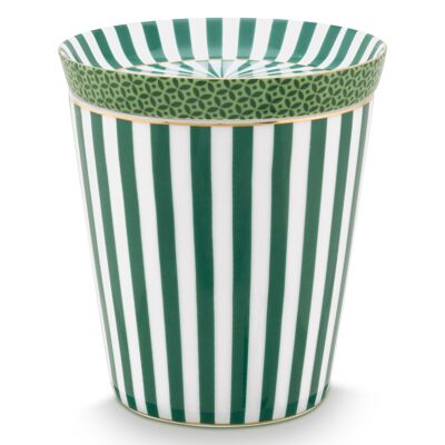 PIP - Set Mugs & Match - Taza pequeña sin asa Royal Stripes & Porta bolso verde