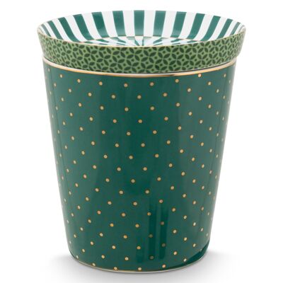 PIP – Set Mugs & Match – Kleine Tasse ohne Royal Dots Henkel & grüner Taschenhalter