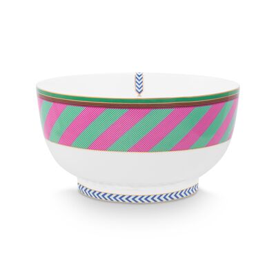 PIP - Pip Chique Stripes Pink-Green Salad Bowl - 20.5cm