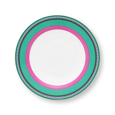 PIP - Pip Chique Stripes Deep Plate Pink-Green - 23.5cm