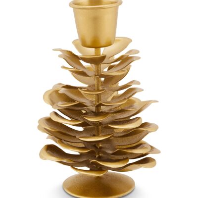 PIP - Gold Pinecone Candle Holder - 11cm