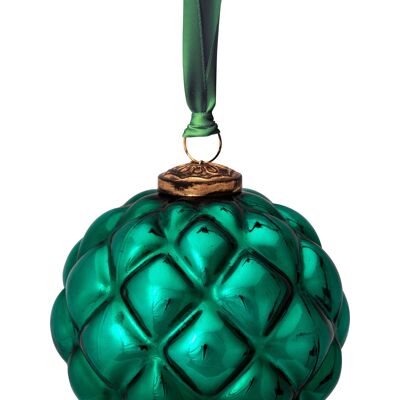 PIP - Christmas decoration Glass ball with ribbon - Green - 12.5cm
