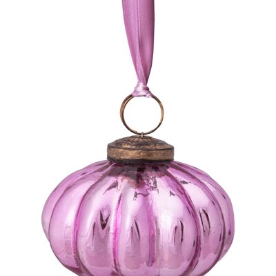 PIP - Christmas decoration Glass ball with ribbon - Light pink - 7.5cm