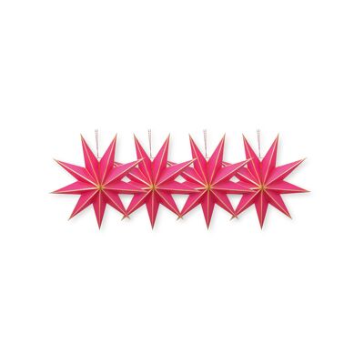 PIP - Set of 4 cardboard star suspensions - Pink - 20cm