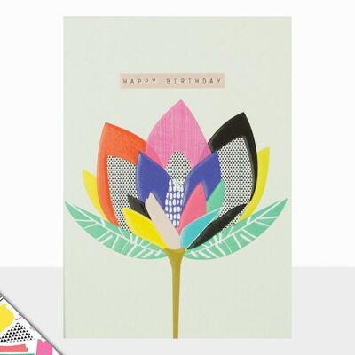 Lotus Flower Birthday Card - Rio Brights Happy Birthday Lotus Flower