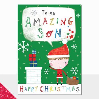 Cartolina di Natale per il figlio - Scarabocchi Buon Natale, figlio fantastico