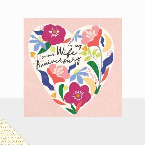 Aurora Collection - Luxury Greetings Card - Wife Anniversary Card - Floral Heart