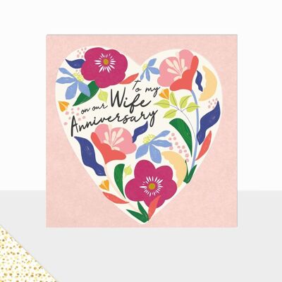 Colección Aurora - Tarjeta de felicitación de lujo - Tarjeta de aniversario de esposa - Corazón floral