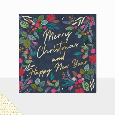 Wunderland - Luxuriöse Weihnachtskarte - Frohe Weihnachten - Blumen