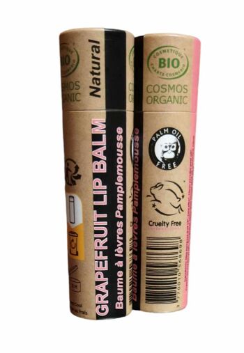 Baume à Lèvres Pamplemousse Bio 15 ml - 1 pièce - Emballage 100% papier 2