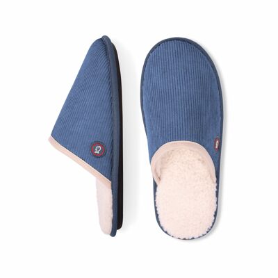 Navy ribbed slippers
