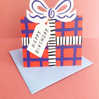 Geburtstagsgrußkarte mit Schleife – 4 Farben