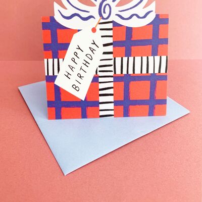 Tarjeta de felicitación con lazo de cumpleaños - 4 colores